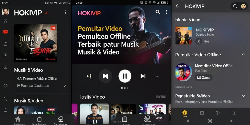 Screenshot HOKIVIP menampilkan antarmuka Pemutar Video Offline yang menarik.
