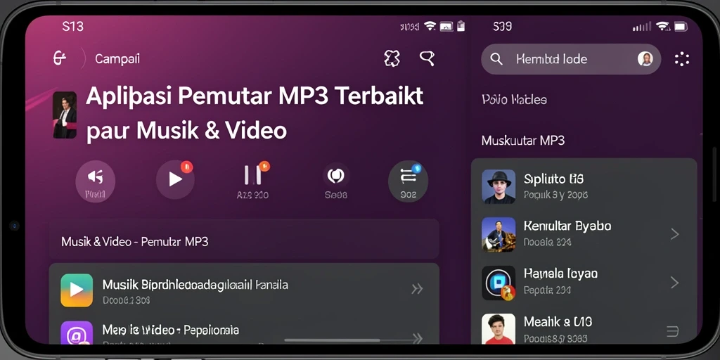 Tampilan antarmuka S13 yang modern dan fungsional untuk Pemutar MP3.